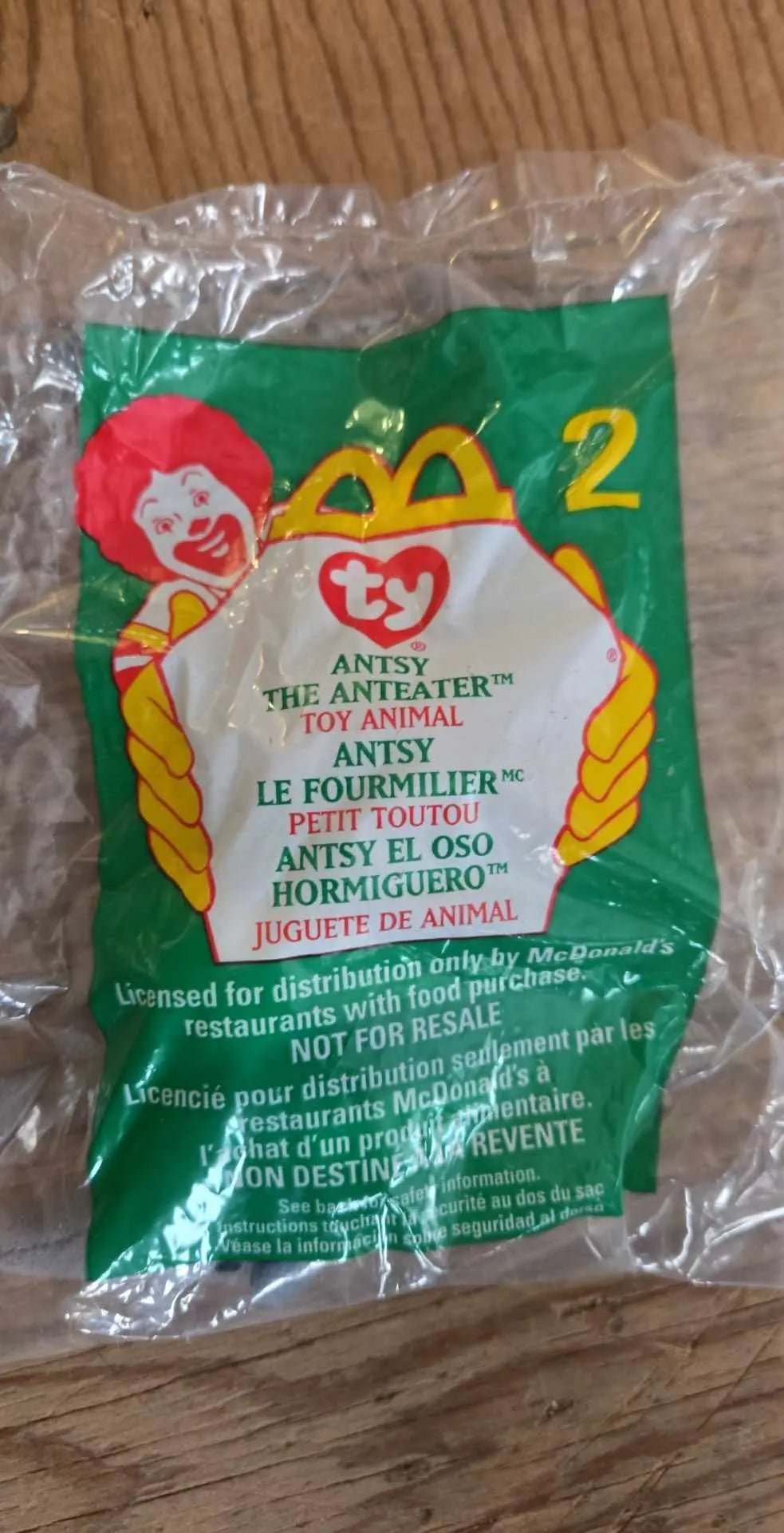 1999 Ty Teenie Beanie Baby Number 2 - Antsy the Anteater - McDonald's Happy Meal Toy - The Junk Guru